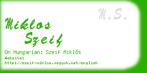 miklos szeif business card